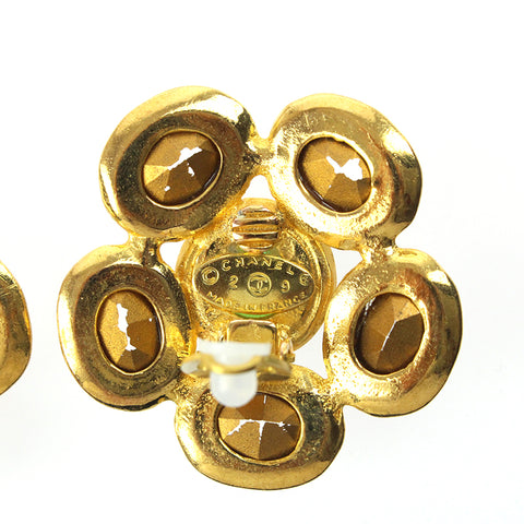 Chanel Gripore Rhinestone Flower Earrings 2cc9 Gold eit0045P7603