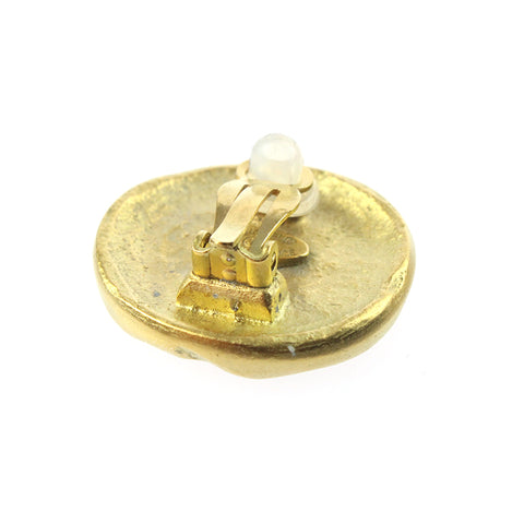 CHANEL COCO Mark Round 94A Vintage Earring gold eit0569P7755