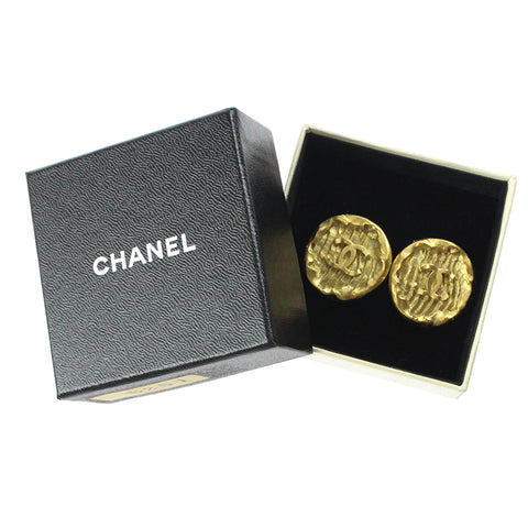 Chanel Coco Mark Round 94A Vintage Earrings Gold eit0569P7755