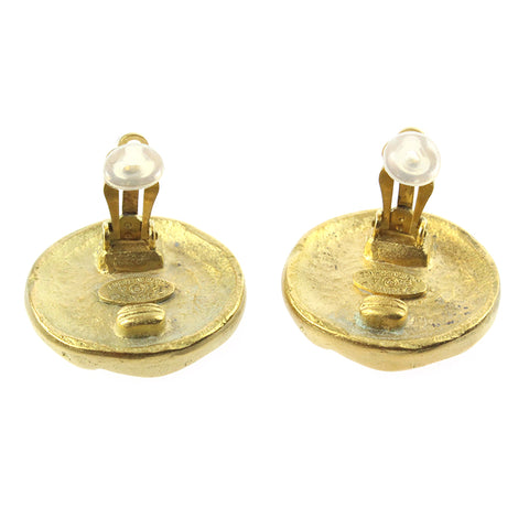 Chanel Coco Mark Round 94A Vintage Earrings Gold eit0569P7755
