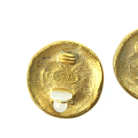 Chanel Coco Mark Round 94A Vintage Earrings Gold eit0569P7755