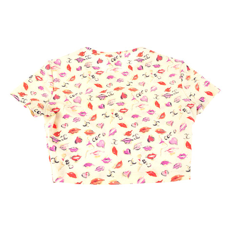Chanel Chanel Logo Lip Cut und Sew Short Sleeve T-Shirt MAILLOT P95 Multicolor P8576