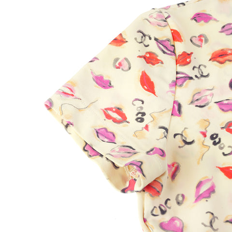 Chanel Chanel Logo Lip Cut und Sew Short Sleeve T-Shirt MAILLOT P95 Multicolor P8576