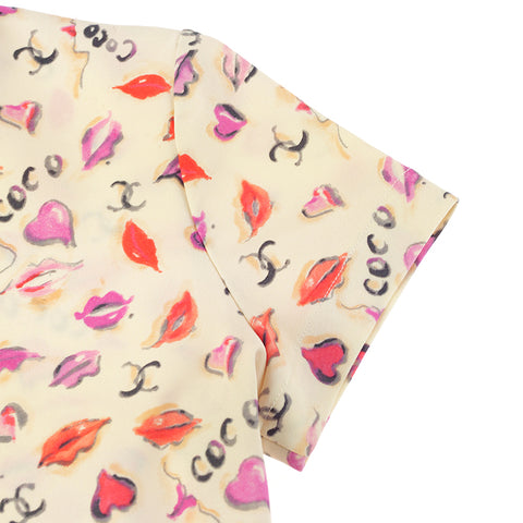 Chanel Chanel Logo Lip Cut und Sew Short Sleeve T-Shirt MAILLOT P95 Multicolor P8576