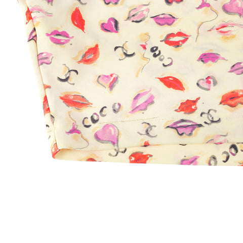 Chanel Chanel Logo Lip Cut und Sew Short Sleeve T-Shirt MAILLOT P95 Multicolor P8576