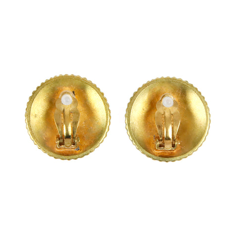 Chanel CHANEL Logo Round Vintage Earrings Gold eit0015P9145