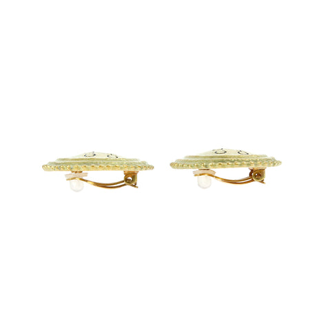 Chanel CHANEL Logo Round Vintage Earrings Gold eit0015P9145