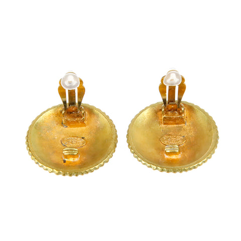 Chanel CHANEL Logo Round Vintage Earrings Gold eit0015P9145