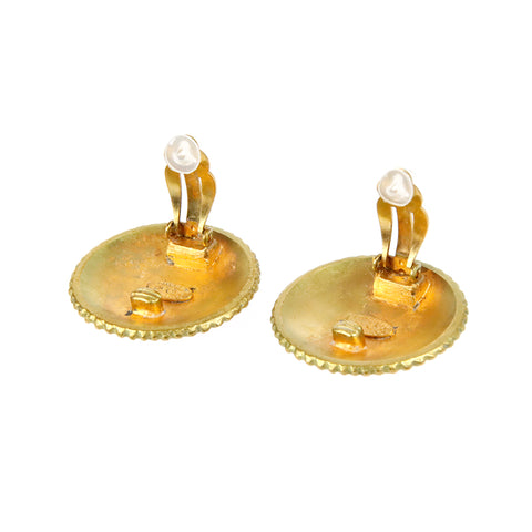 Chanel CHANEL Logo Round Vintage Earrings Gold eit0015P9145