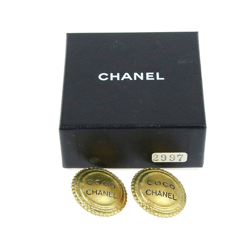 Chanel CHANEL Logo Round Vintage Earrings Gold eit0015P9145