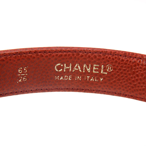 シャネル CHANEL キャビアスキン ポーチ ウエストバッグ レザー レッド P9558