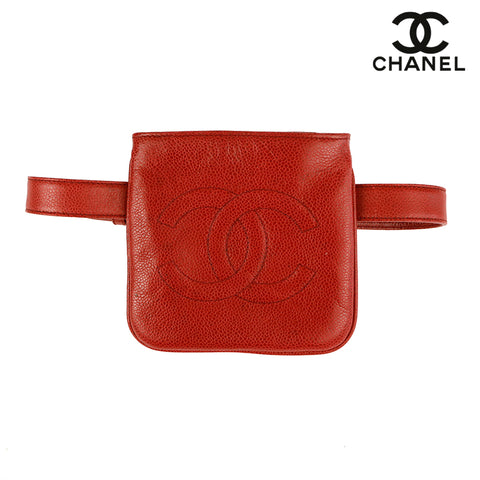 Chanel Caviar Hauttasche Taillenbeutel Leder rot P9558