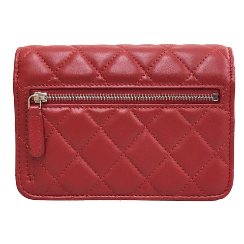 Chanel Chanel Matelasse Coco Mark chaîne 30 Silver Metal Riches Portefeuille Chaîne en cuir rouge EIT0560P12581