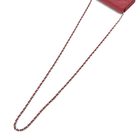 Chanel CHANEL Matelasse Coco Mark Chain 30 Silver Metal Fittings Wallet Chain Leather Red eit0560P12581