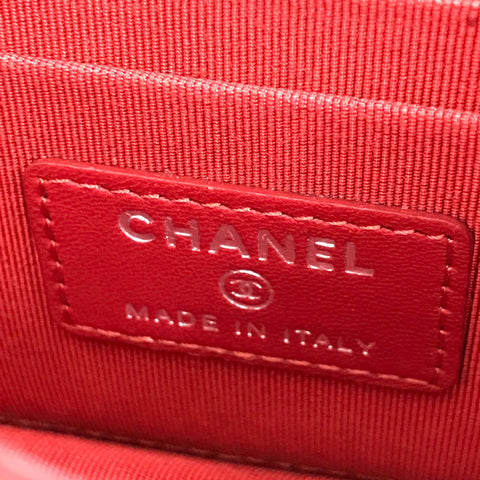 シャネル CHANEL マトラッセ ココマーク チェーン 30番台 シルバー金具 ウォレットチェーン レザー レッド eit0560P12581