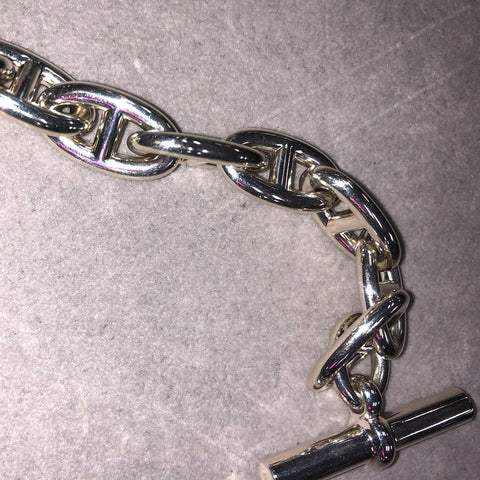 HERMES Chaine d'Ancre GM 925 12 frames bracelet Silver WS16329