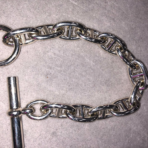 HERMES Chaine d'Ancre GM 925 12 frames bracelet Silver WS16329
