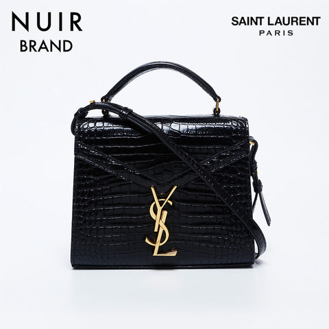 イヴ・サンローラン YVES SAINT LAURENT カサンドラ ミニ トップハンドル 型押しレザー エナメル ショルダーバッグ ブラッ –  NUIR VINTAGE