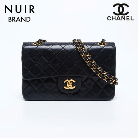 シャネル CHANEL 1番台 ラムスキン Wフラップ23 ショルダーバッグ ブラック WS10028