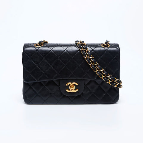 シャネル CHANEL 1番台 ラムスキン Wフラップ23 ショルダーバッグ ブラック WS10028