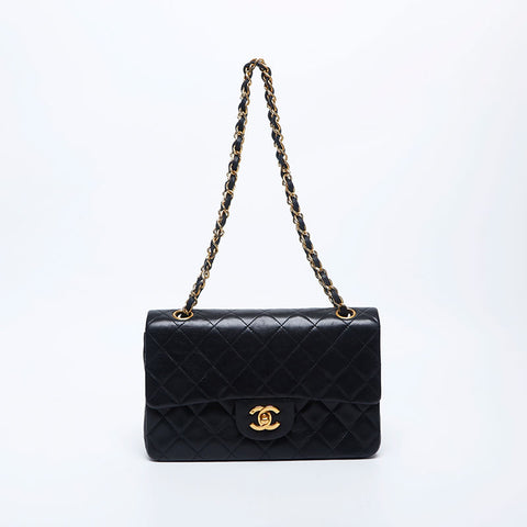 シャネル CHANEL 1番台 ラムスキン Wフラップ23 ショルダーバッグ ブラック WS10028