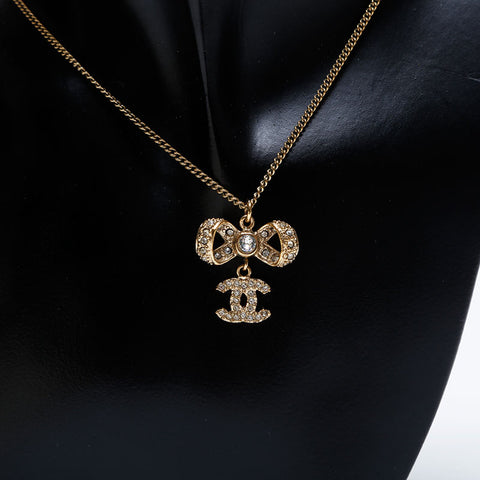 CHANEL B16 Rhinestone COCO Mark Necklace gold WS10036