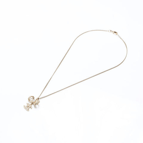 CHANEL B16 Rhinestone COCO Mark Necklace gold WS10036