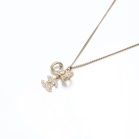 CHANEL B16 Rhinestone COCO Mark Necklace gold WS10036
