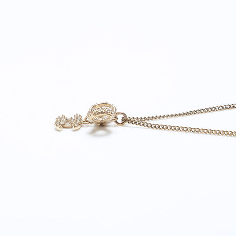 CHANEL B16 Rhinestone COCO Mark Necklace gold WS10036