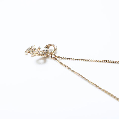 CHANEL B16 Rhinestone COCO Mark Necklace gold WS10036
