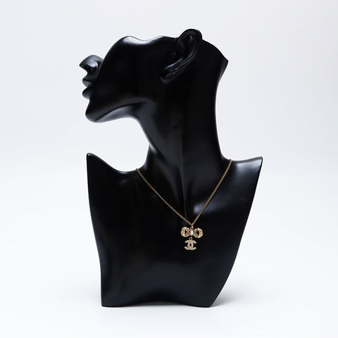 CHANEL B16 Rhinestone COCO Mark Necklace gold WS10036