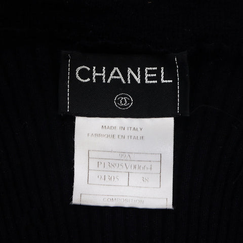 Chanel CHANEL 38 99A Turtleneck Silk Blend Sweater Black WS10050