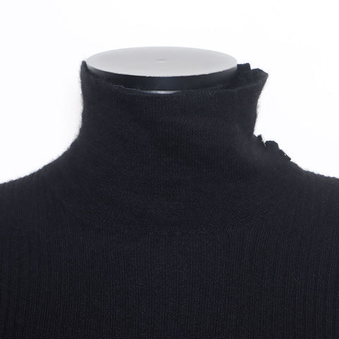 Chanel CHANEL 38 99A Turtleneck Silk Blend Sweater Black WS10050