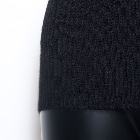 Chanel CHANEL 38 99A Turtleneck Silk Blend Sweater Black WS10050