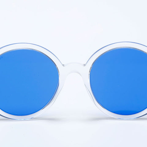 シャネル CHANEL クリア オーバルフレーム ココマーク サングラス ブルー WS10062