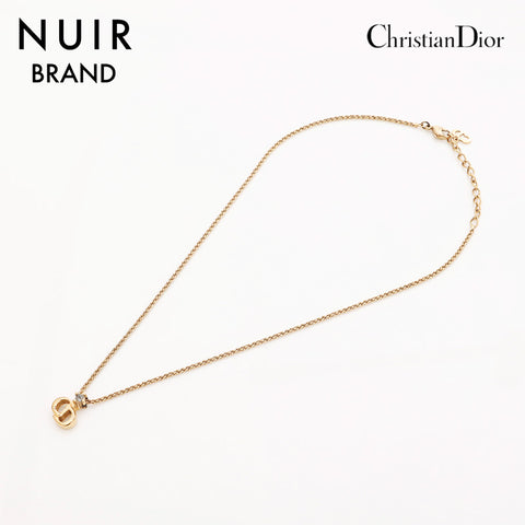 Christian Dior CD logo rhinestone Necklace gold WS10084