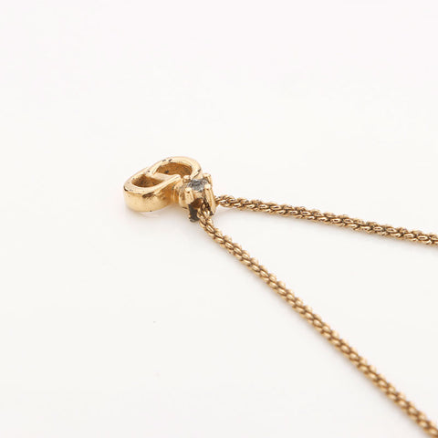 Christian Dior CD logo rhinestone Necklace gold WS10084