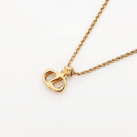 Christian Dior CD logo rhinestone Necklace gold WS10084