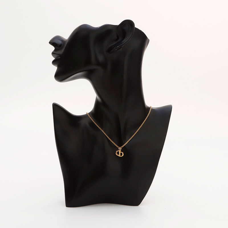 Christian Dior CD logo rhinestone Necklace gold WS10084 – NUIR VINTAGE