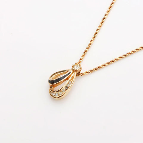 Christian Dior Rhinestone Necklace gold WS10089