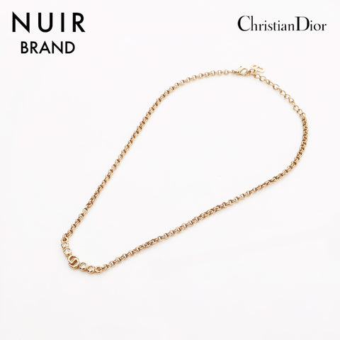 クリスチャンディオール Christian Dior CD ロゴ ラインストーン ネックレス ゴールド WS10090