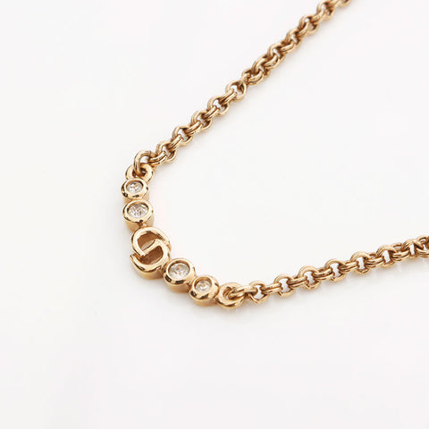 Christian Dior CD logo rhinestone Necklace gold WS10090
