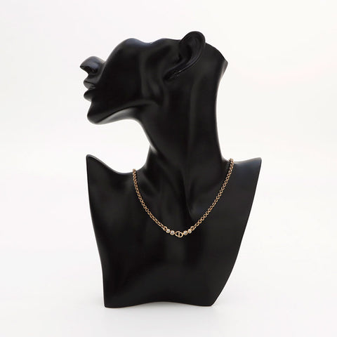 Christian Dior CD logo rhinestone Necklace gold WS10090