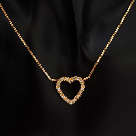 Christian Dior Rhinestone heart Necklace gold WS10093
