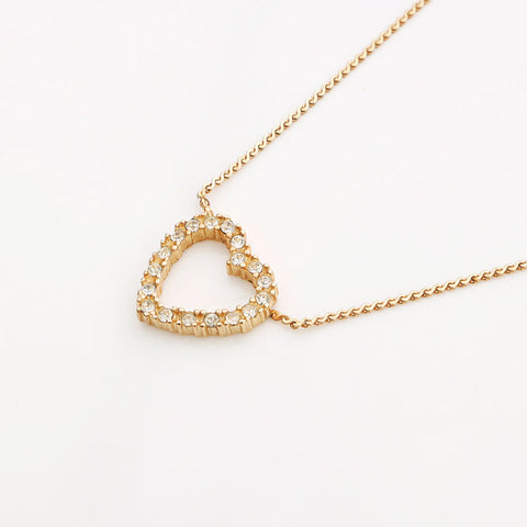Christian Dior Rhinestone heart Necklace gold WS10093