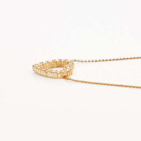 Christian Dior Rhinestone heart Necklace gold WS10093