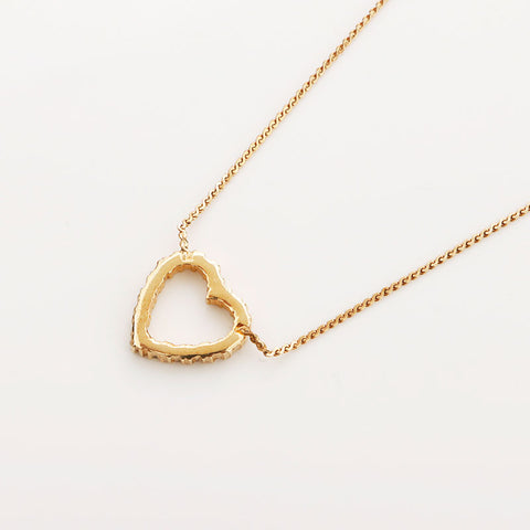 Christian Dior Rhinestone heart Necklace gold WS10093