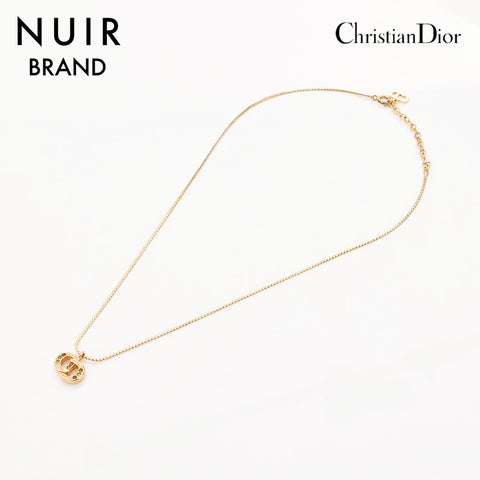 Christian Dior CD logo rhinestone Necklace gold WS10095