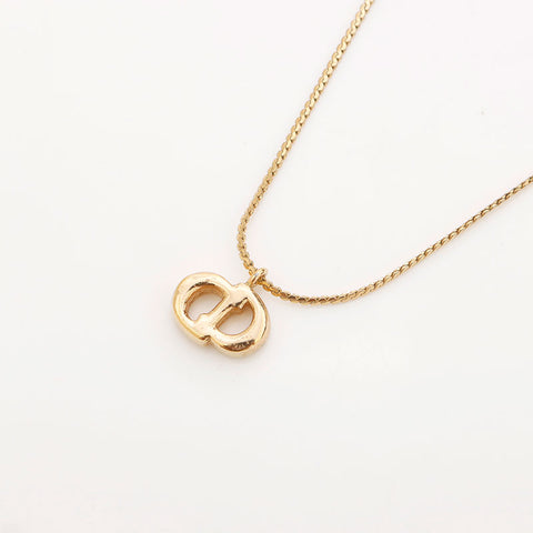 Christian Dior CD logo rhinestone Necklace gold WS10095