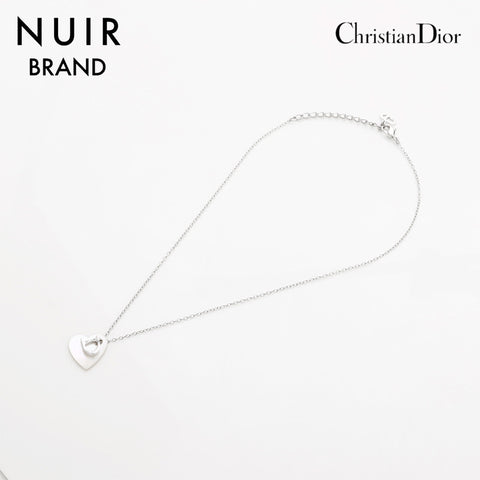 Christian Dior Logo heart Necklace Silver WS10102